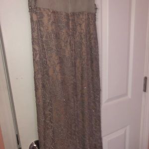 Nude and silver prom dress